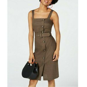 City Studio 1 Olive Green Linen Dress NWT AH64-5